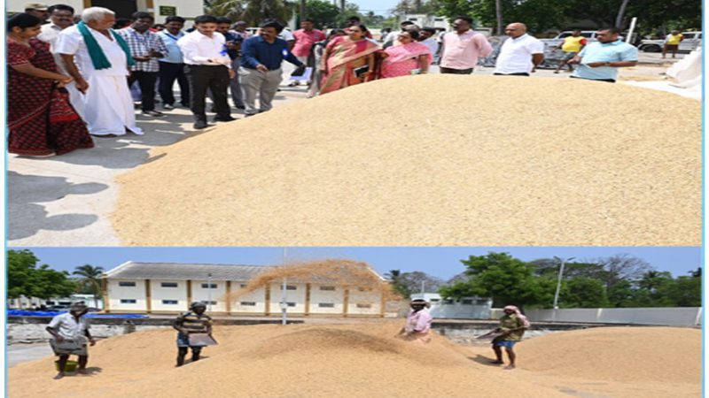 நெல் கொள்முதல் நடைபெறுவதை பார்வையிட்டு ஆய்வு…