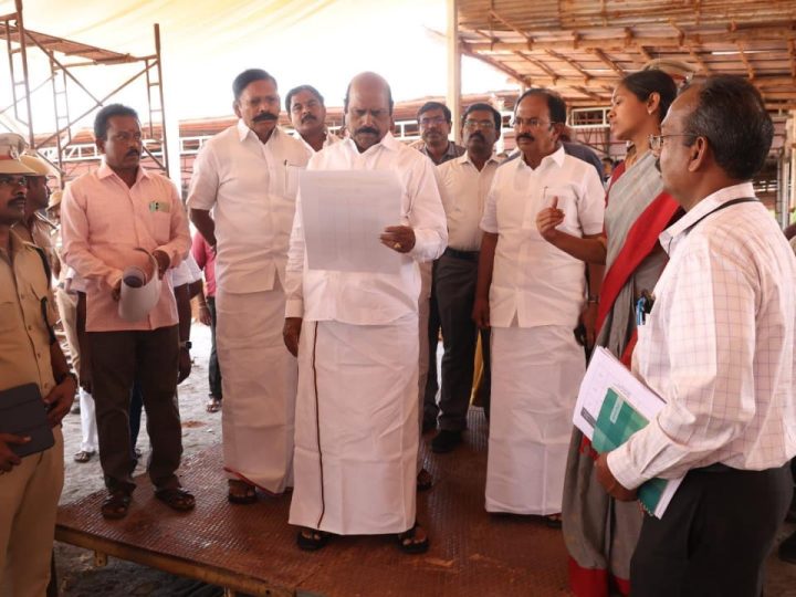 தமிழக முதலமைச்சர் மு.க.ஸ்டாலின் அவர்கள் வருகின்ற 11ம் தேதி அரசின் சார்பில் பல்வேறு நலத்திட்ட உதவிகள் வழங்கும் இடத்தை அமைச்சர் எ.வ.வேலு அவர்கள் பார்வையிட்டார்
