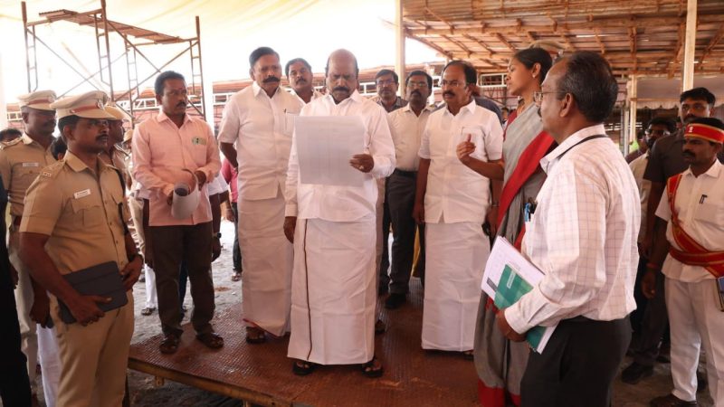 தமிழக முதலமைச்சர் மு.க.ஸ்டாலின் அவர்கள் வருகின்ற 11ம் தேதி அரசின் சார்பில் பல்வேறு நலத்திட்ட உதவிகள் வழங்கும் இடத்தை அமைச்சர் எ.வ.வேலு அவர்கள் பார்வையிட்டார்