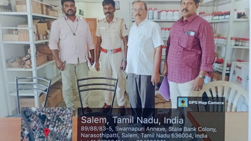 சேலம் மாநகர பகுதிகளில் உள்ள சைன்டிபிக், சர்ஜிகல் மற்றும் வேதிப்பொருட்கள் விற்பனை செய்யும் தொழில் நிறுவனங்களில் சட்டவிரோதமாக மெத்தனால் மற்றும் எத்தனால் விற்பனை செய்யப்படுகிறதா என திடீர் ஆய்வு