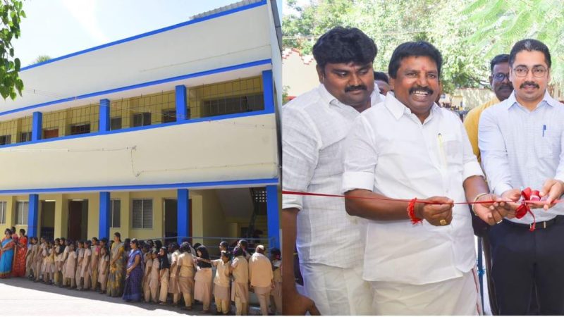 ராமநாதபுரம் மாவட்டம் வள்ளல் பாரி நகராட்சி நடுநிலைப்பள்ளி மற்றும் நகராட்சி பெண்கள் மேல்நிலைப் பள்ளியில் ரூ. 155லட்சம் மதிப்பீட்டில் புதிதாக கட்டப்பட்ட 11 கூடுதல் வகுப்பறை கட்டிடங்கள் திறப்பு விழா நிகழ்ச்சி நடைபெற்றது.